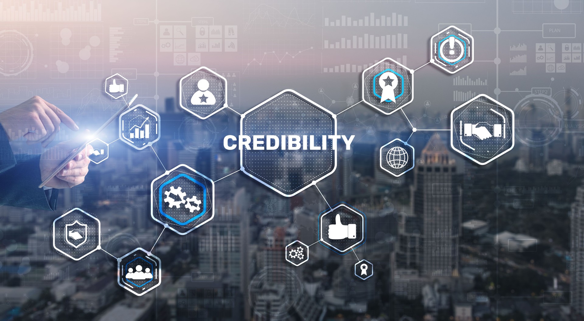 Credibility improvement. Modern business solution concept