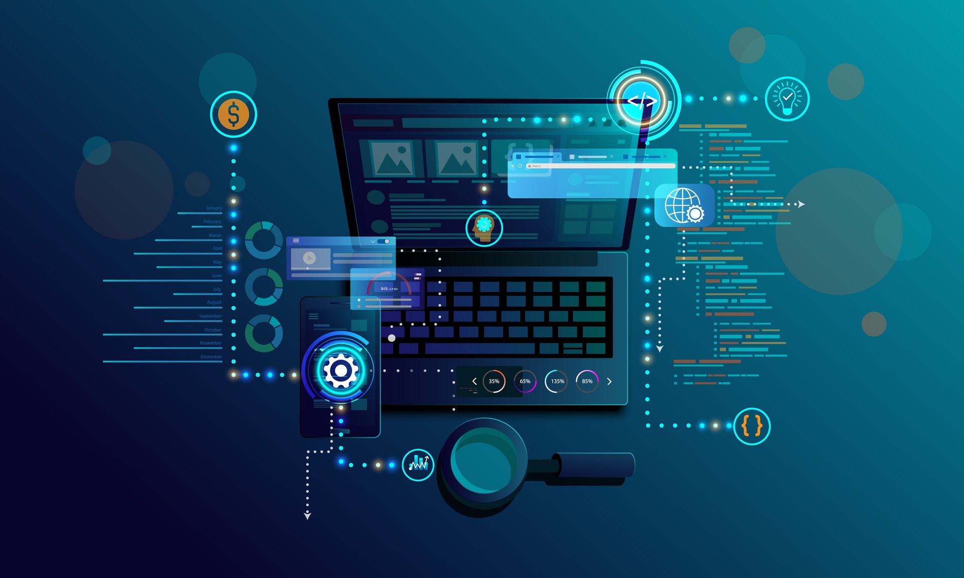 Laptop wallpaper, technology, information search, coding, web development